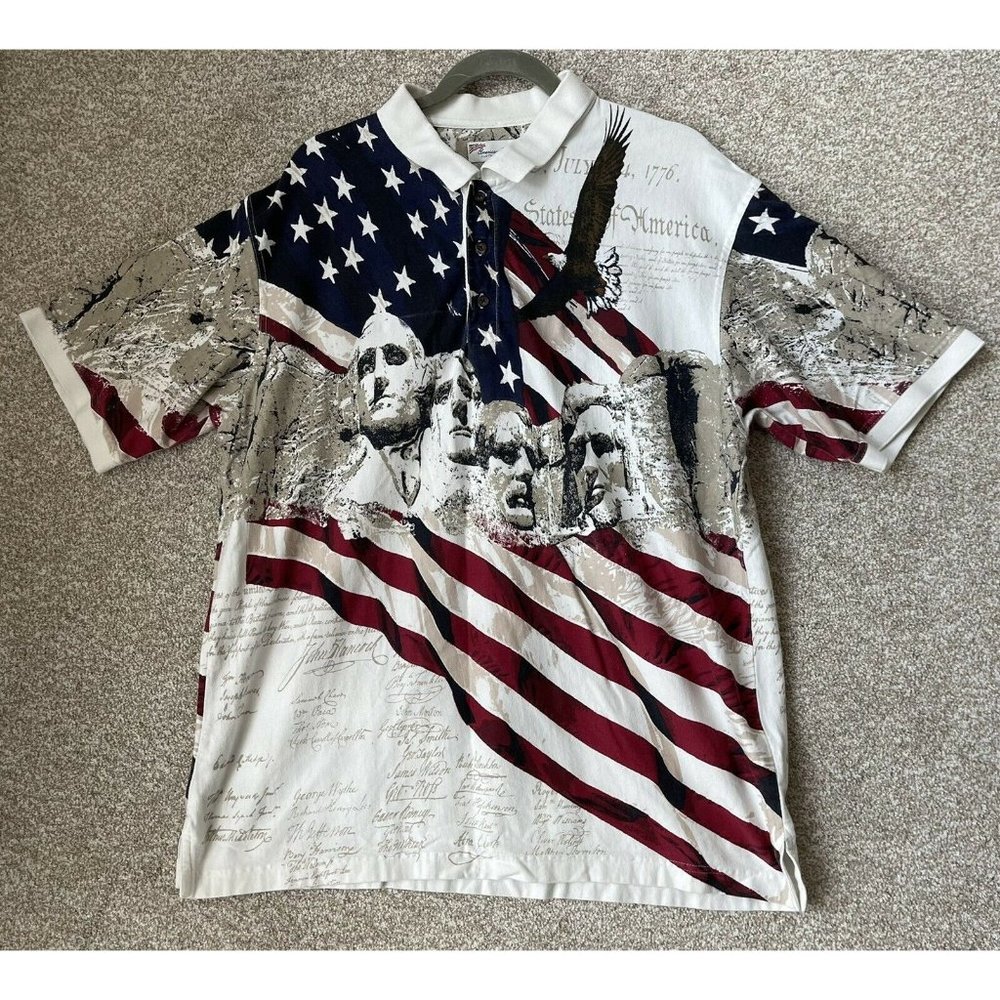 American Clothing Company USA All Over Print Men’s Collar Short Sleeve Shirt XL